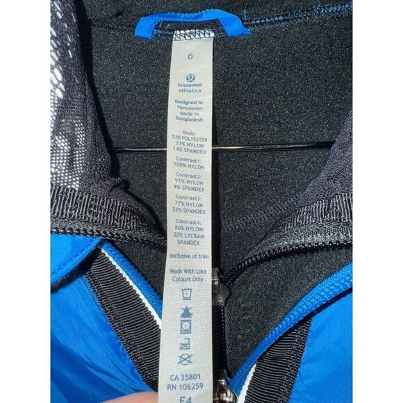 Lululemon Run Bundle Up Jacket in Black & Beaming Blue W/ Hood Size 6 - Picture 12 of 16